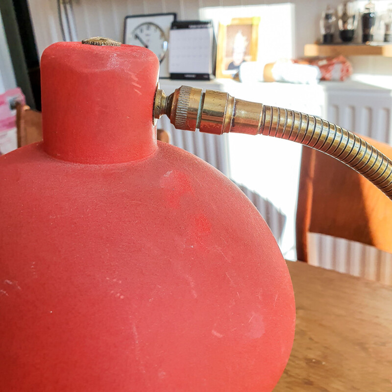 Lampe cocotte vintage rouge effet grainé - 1950