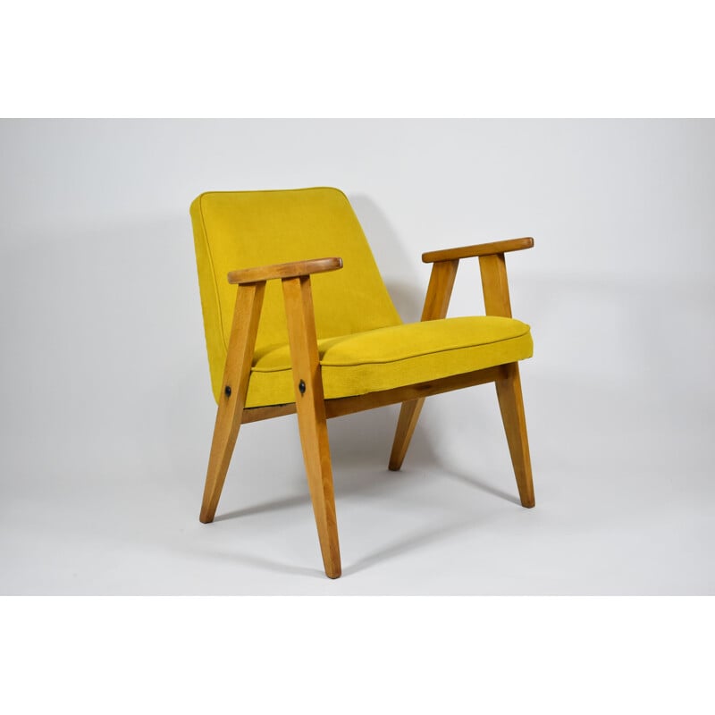 Fauteuil vintage 366, jaune 1960