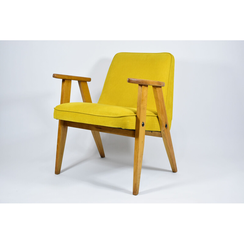 Fauteuil vintage 366, jaune 1960