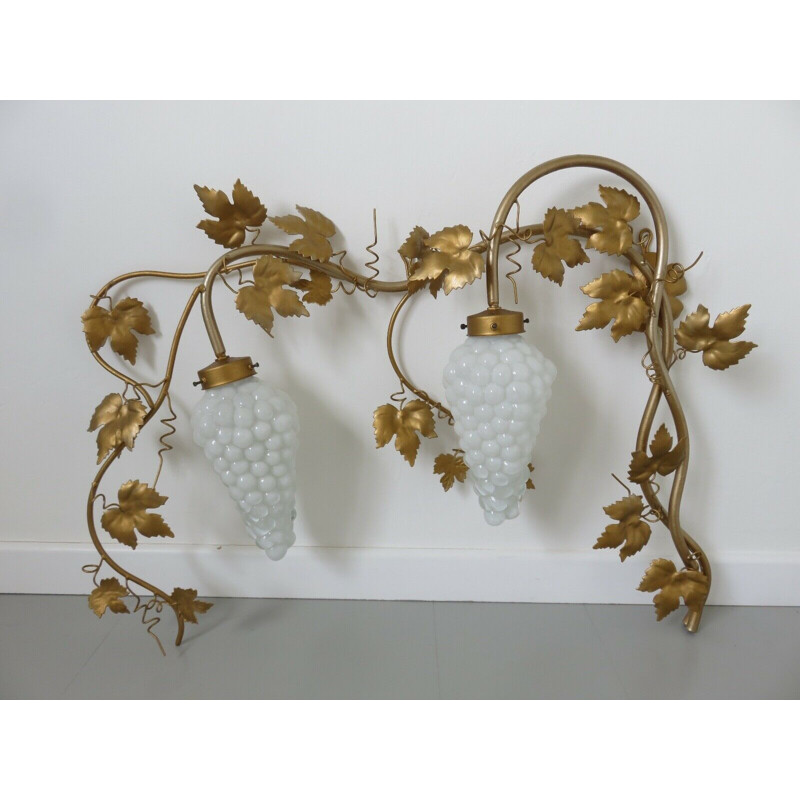 Vintage "vine leaf" "vintage" wall light in gold metal 1970 