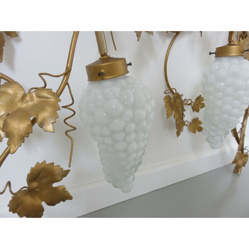 Vintage "vine leaf" "vintage" wall light in gold metal 1970 