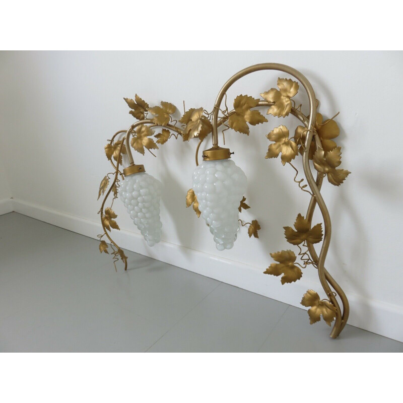 Vintage "vine leaf" "vintage" wall light in gold metal 1970 