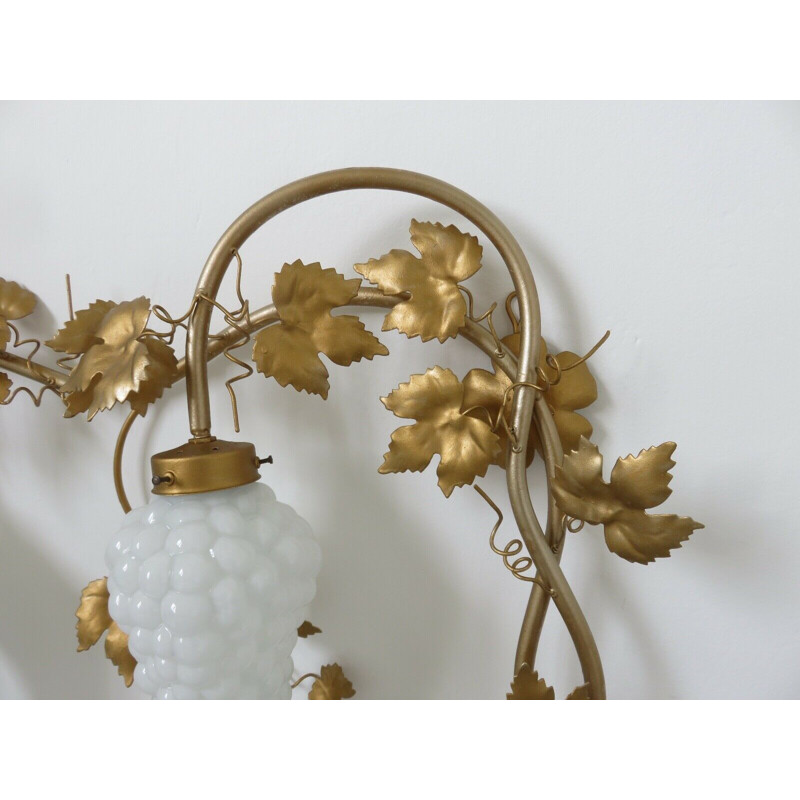 Vintage "vine leaf" "vintage" wall light in gold metal 1970 