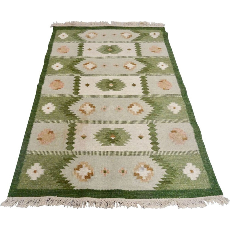 Tapis vintage Röllakan,Suède 1950