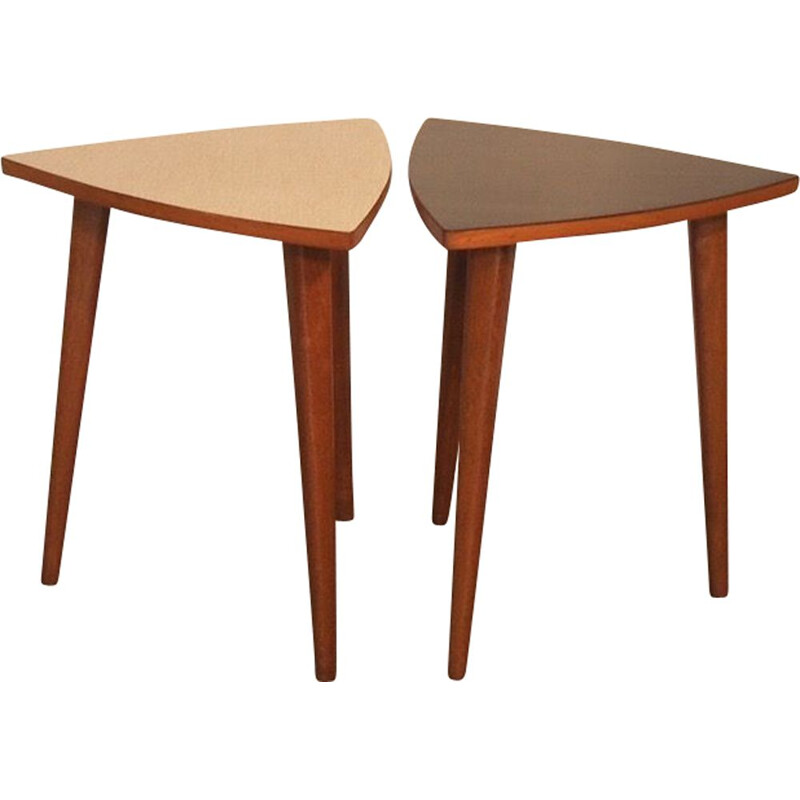 Pair of vintage Tripod Side Tables in Formica, 1950s