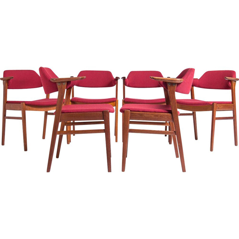 Set of 6 Mid Century Dining Chairs in Teak by C.E. Ekstrom, Swedish 1950s