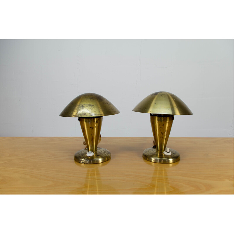 Pair of vintage Bauhaus Table Lamps with Flexible Shades, 1930s