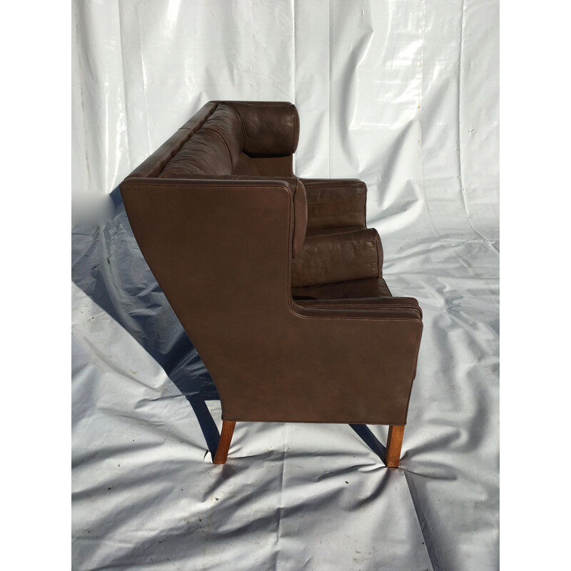 Vintage brown leather sofa Borge Mogensen coupé 2192