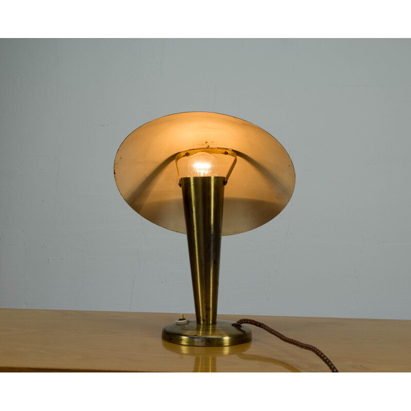 Set of 3 vintage Brass Table Lamps, Bauhaus 1930s