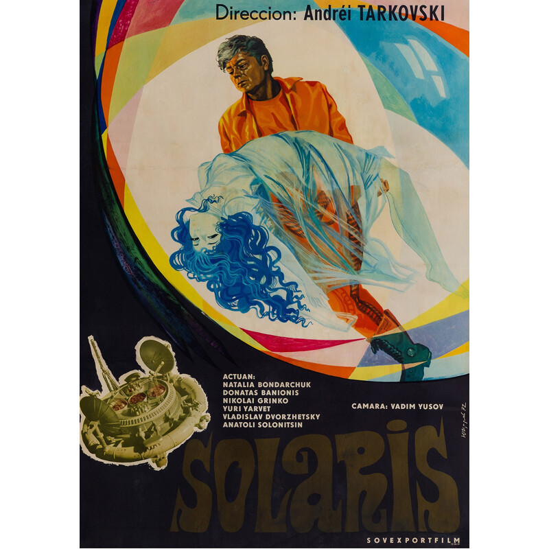 Affiche vintage du film "Solaris", Russie 1977