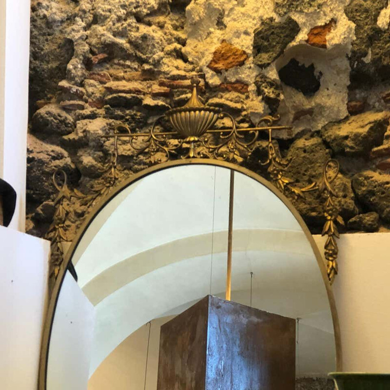 Mid-Century Brass Italian Oval Mirror, 1960