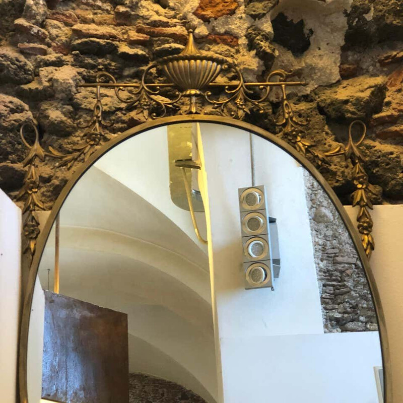 Mid-Century Brass Italian Oval Mirror, 1960