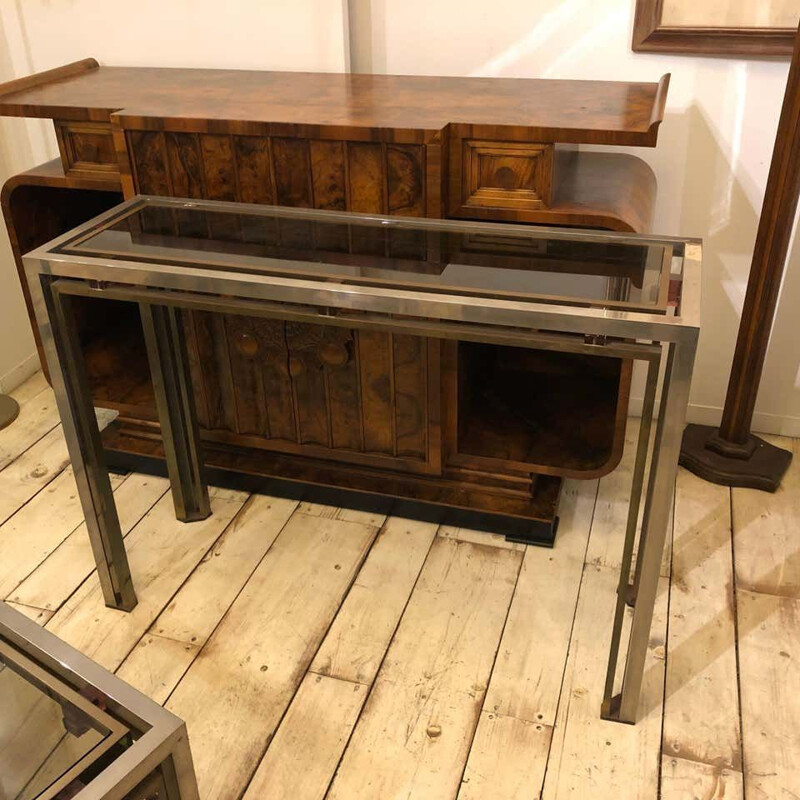 Mid-Century Chrome and Brass Console, 1970