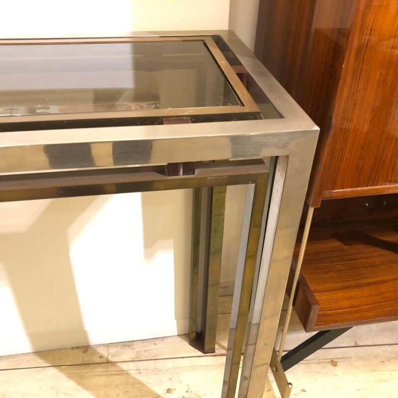 Mid-Century Chrome and Brass Console, 1970