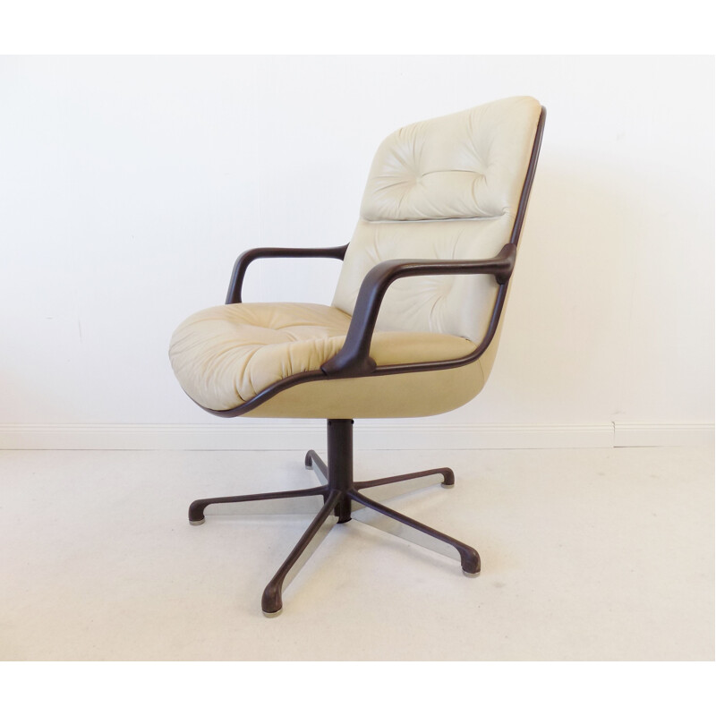 Fauteuil vintage haut dossier en cuir Comforto par Charles Pollock 1960