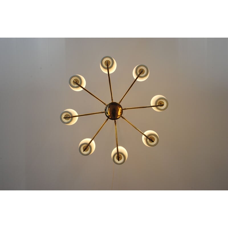 Large vintage Brass Sputnik Chandelier , 1950s 