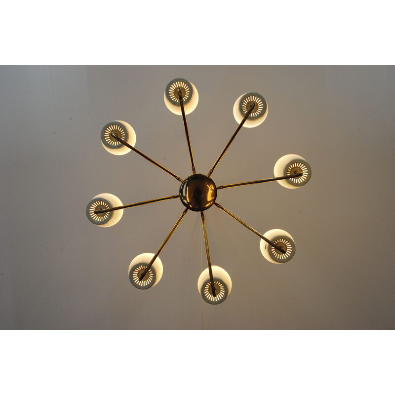 Large vintage Brass Sputnik Chandelier , 1950s 