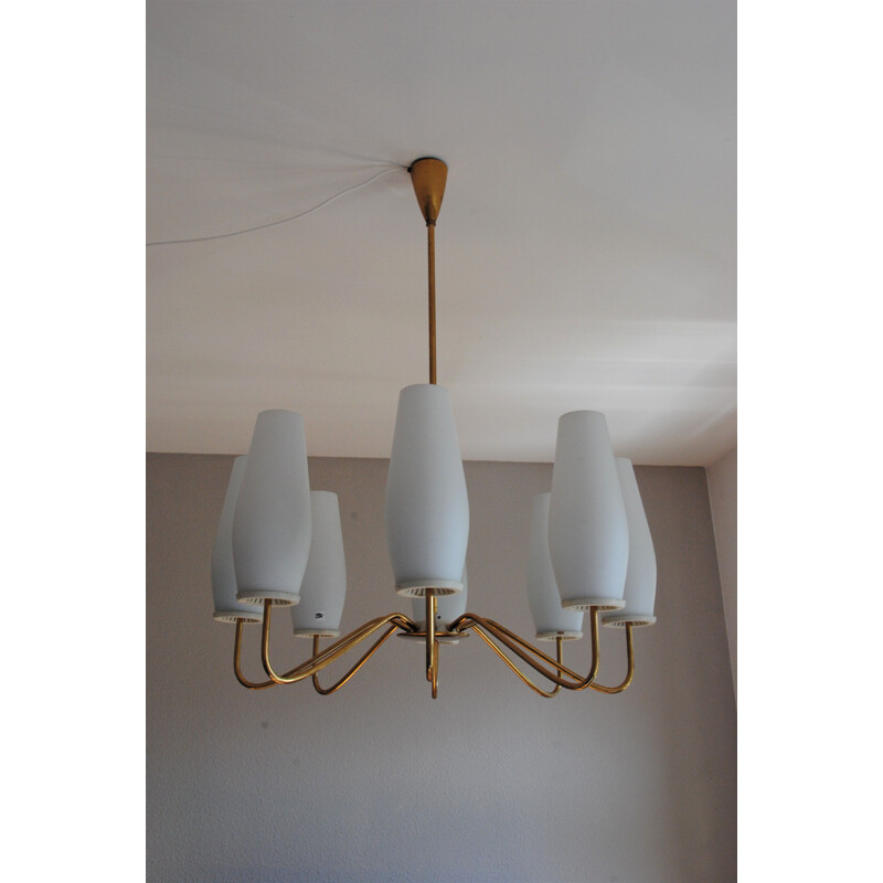 Large vintage Brass Sputnik Chandelier , 1950s 