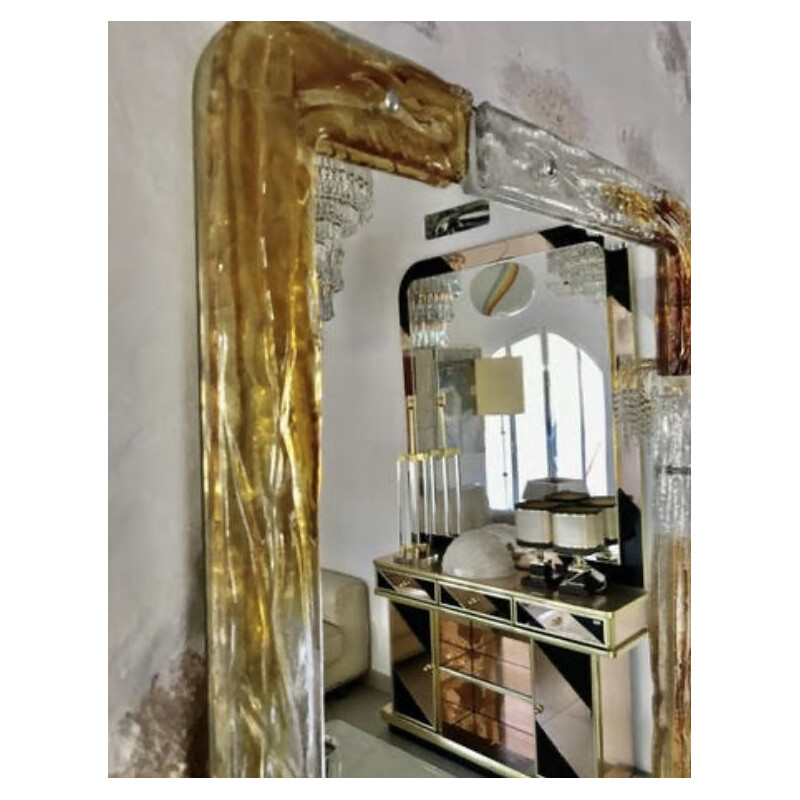 Miroir bicolore vintage Mazzega - 80x60cm