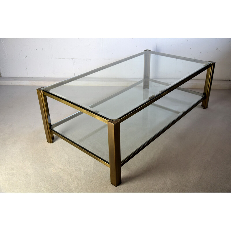 Vintage  Brass Coffee Table Maison Jansen Hollywood Regency