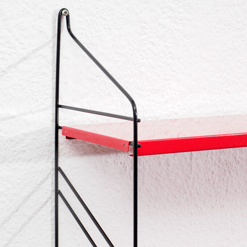 Vintage wall shelf, new red metal shelves 1960s