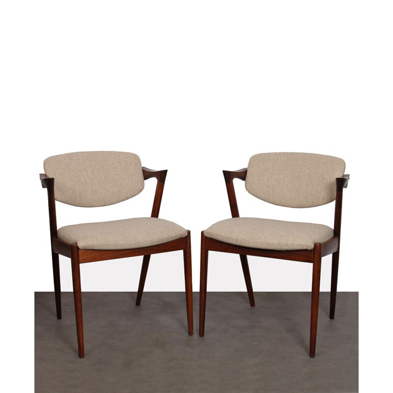 Pair of vintage chairs by Kai Kristiansen, model 42, 1960