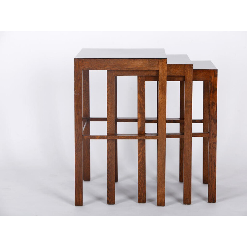 Set of 3 H-50 nesting tables, Jindrich HALABALA - 1930s