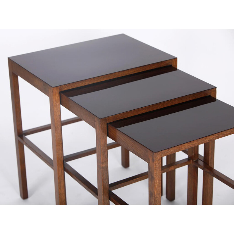 Set of 3 H-50 nesting tables, Jindrich HALABALA - 1930s