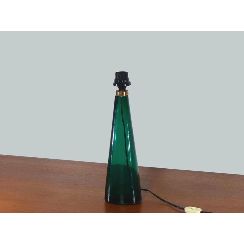 Vintage lamp in emerald green by Venini Murano, 1954