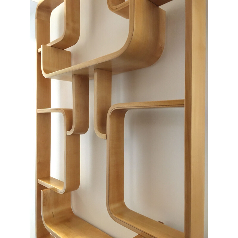 Vintage Room Divider Wall Unit by Ludvik Volak for Holesov, Maple Veneer, 1960s