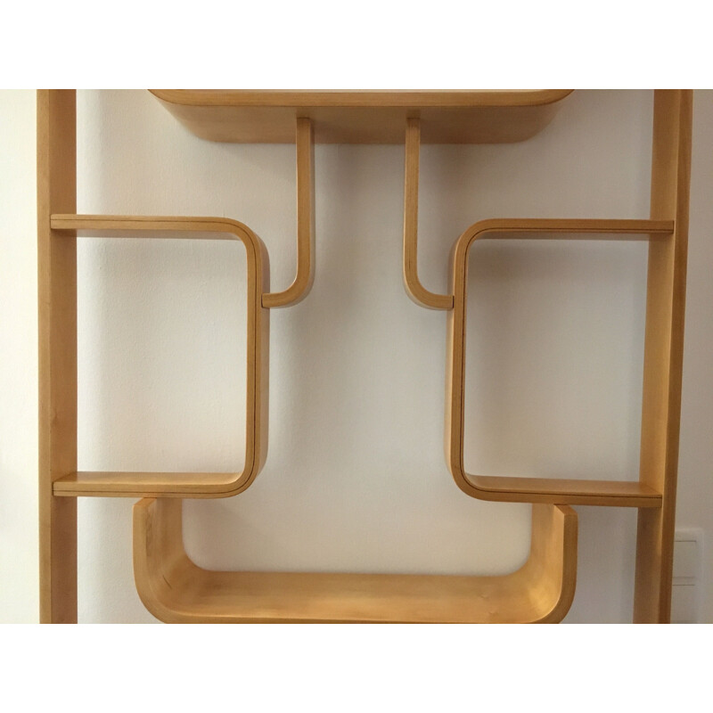 Vintage Room Divider Wall Unit by Ludvik Volak for Holesov, Maple Veneer, 1960s