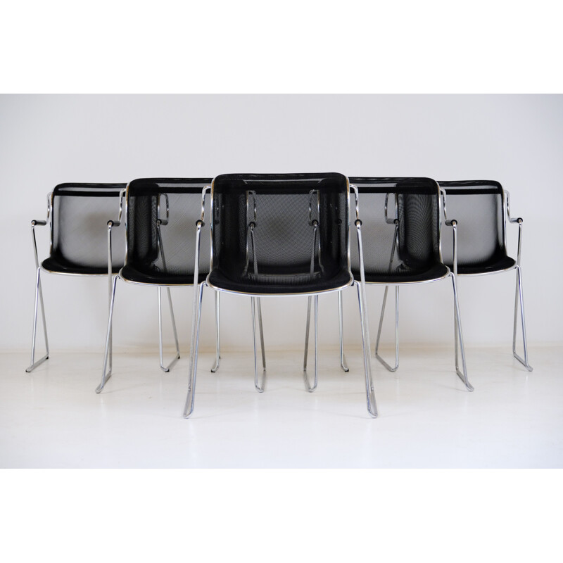 Suite de 6 chaises vintage Pénolope par Charles pollock 1980