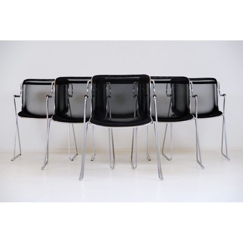 Suite of 6 vintage Penolope chairs by Charles pollock 1980