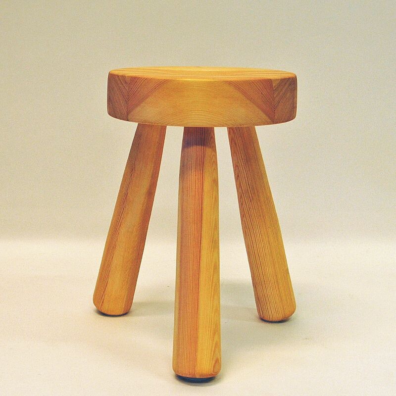 Vintage Pine stool by Ingvar Hildingsson Swedish 1970s