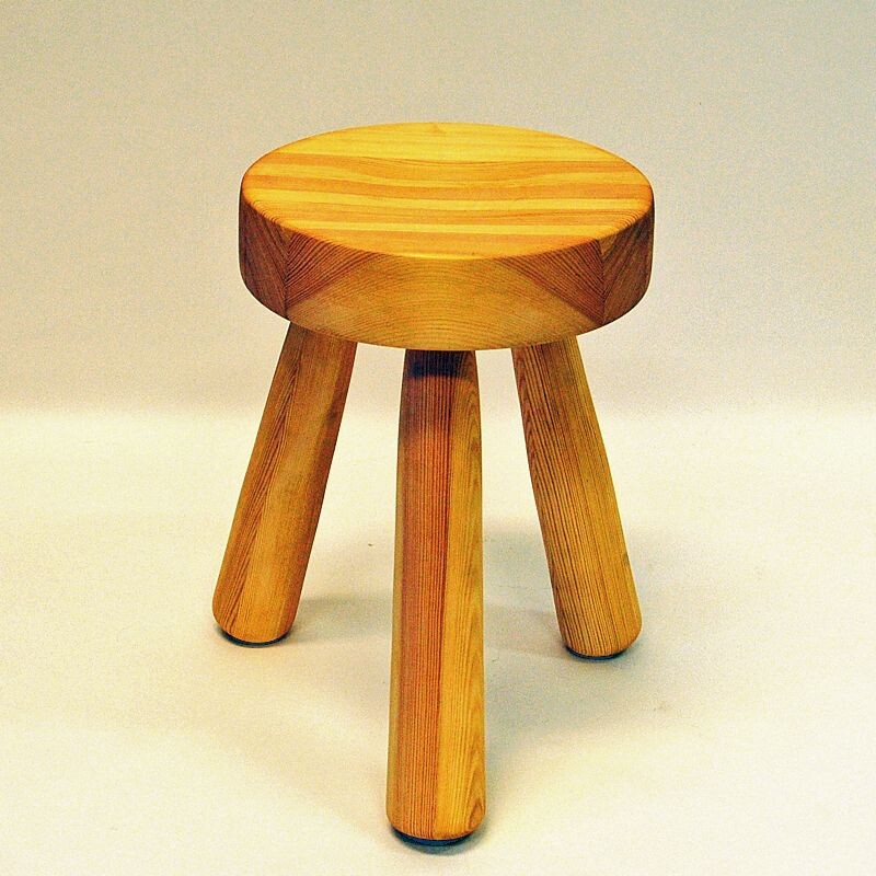 Vintage Pine stool by Ingvar Hildingsson Swedish 1970s