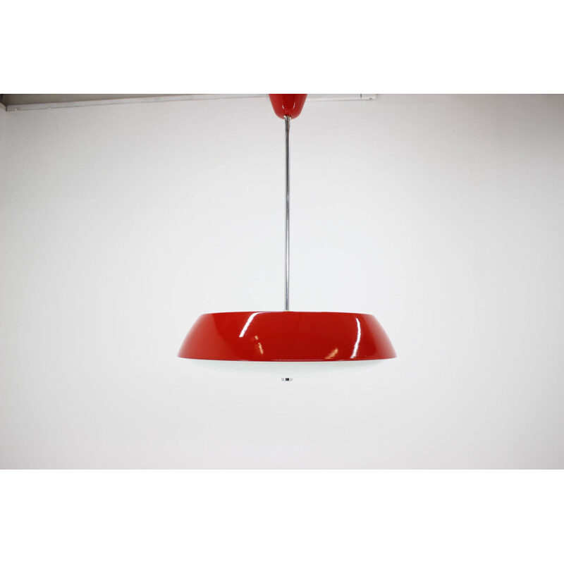 Mid-century red chandelier Napako, 1970