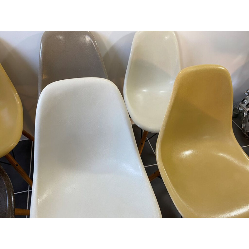 Set of 6 vintage chairs dsw brown greige Eames for Herman Miller 1970