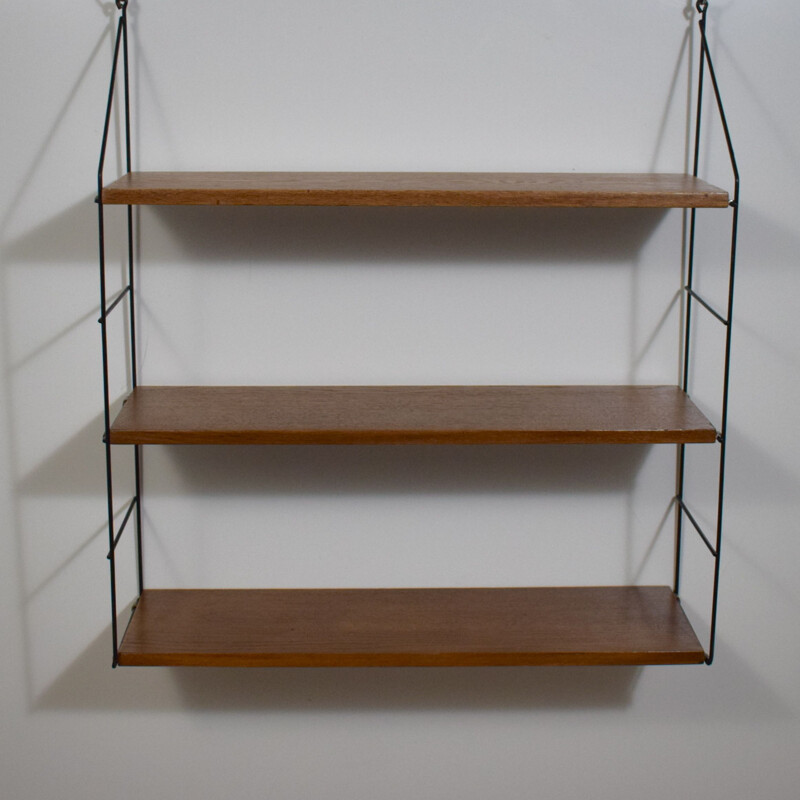 Vintage Modular wall shelf G-string, Scandinavian wood 1960