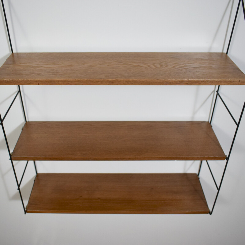 Vintage Modular wall shelf G-string, Scandinavian wood 1960