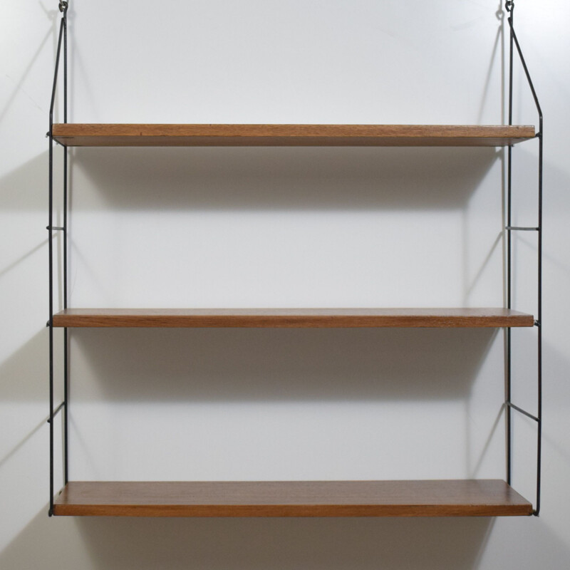 Vintage Modular wall shelf G-string, Scandinavian wood 1960