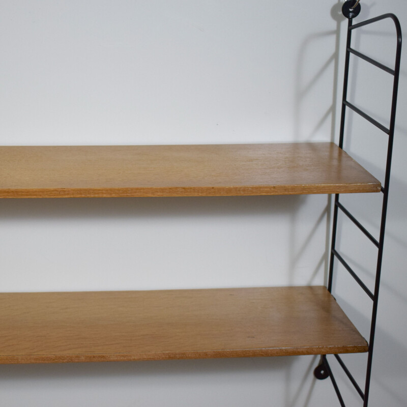 Vintage wall shelf string, Scandinavian wood 1960