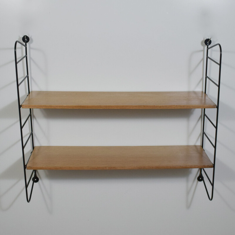 Vintage wall shelf string, Scandinavian wood 1960