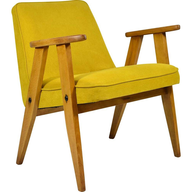 Vintage fauteuil 366, geel 1960