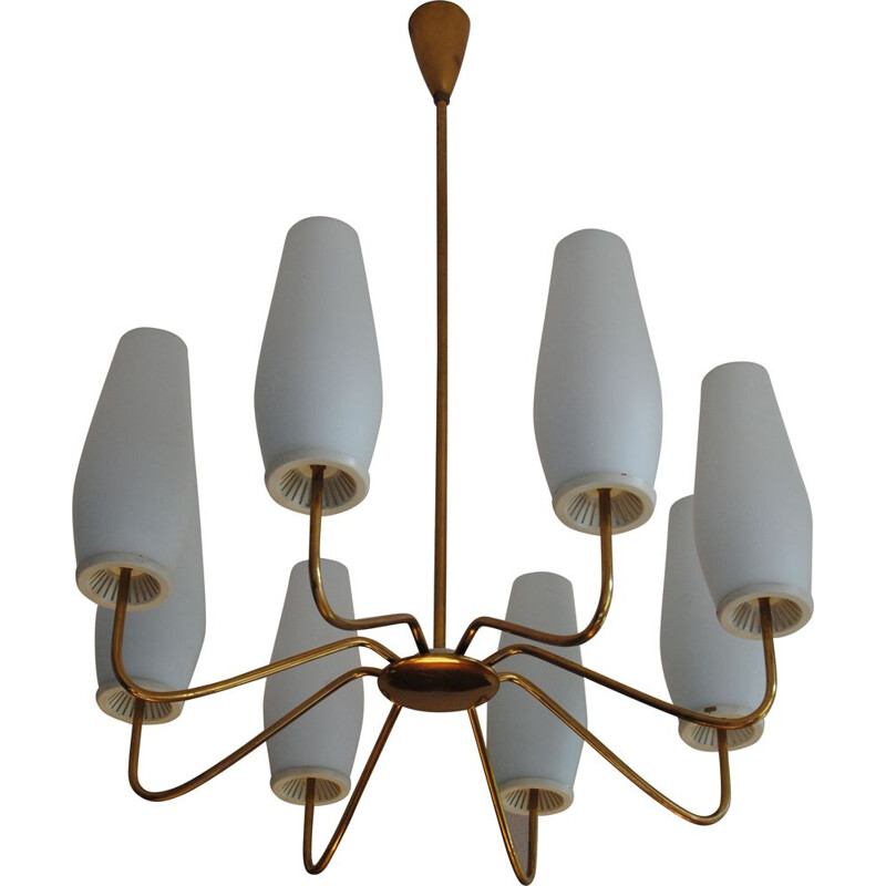 Large vintage Brass Sputnik Chandelier , 1950s 