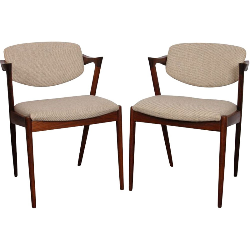 Pair of vintage chairs by Kai Kristiansen, model 42, 1960