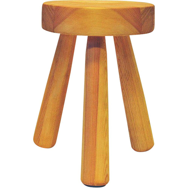 Vintage Pine stool by Ingvar Hildingsson Swedish 1970s