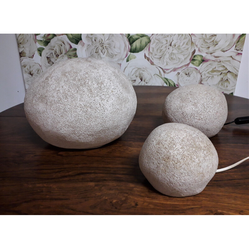 Lot de 3 lampes Vintage Pebble de Cazenave