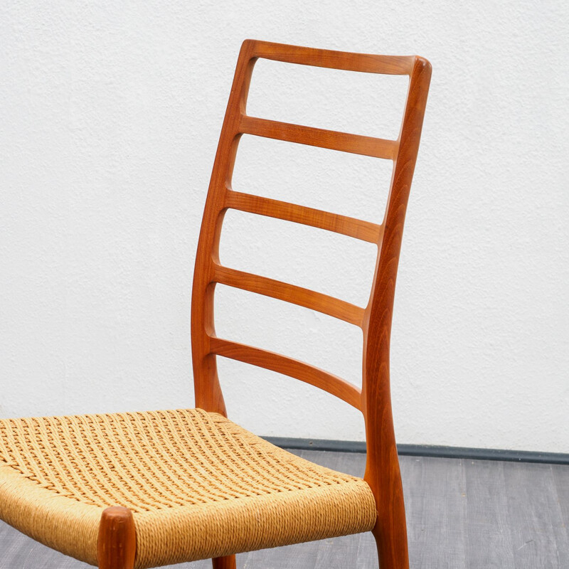 Chaise vintage en teck de N. O. Møller, modèle 82 Danois 1950