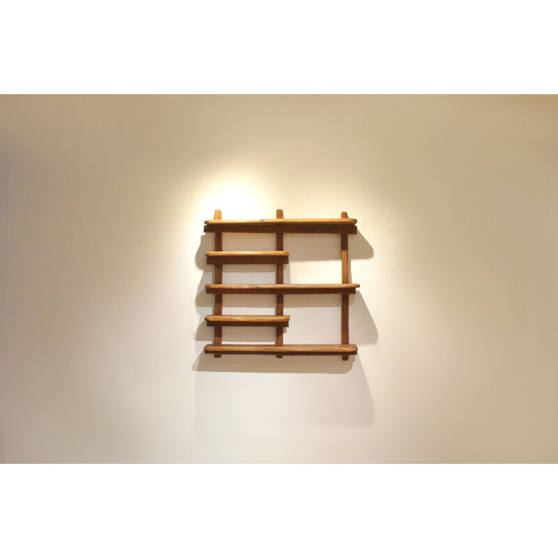 Vintage solid oakwood wall shelves - 1950s