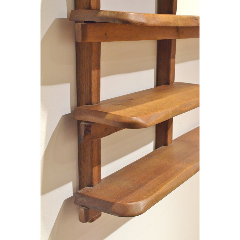 Vintage solid oakwood wall shelves - 1950s